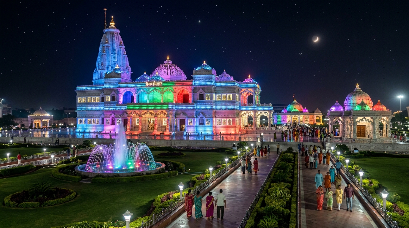 Prem Mandir Night Illumination